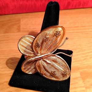 Vintage Gold Plated Butterfly Brooch